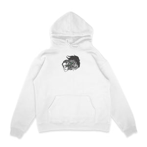 Sweat capuche blanc brode Eren Titan L'attaque des Titans