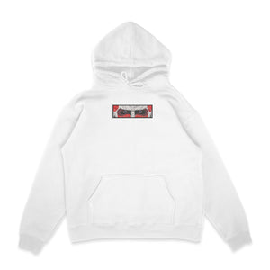 Sweat capuche blanc brode Titan Colossal Eyes L'attaque des Titans