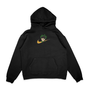 Sweat capuche noir brode Gon Freecss Hunter × Hunter