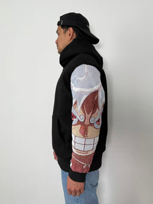Sweat capuche noir luffy gear 5 jacquard one piece 2