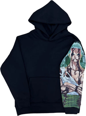 Sweat capuche noir roronoa zoro jacquard one piece
