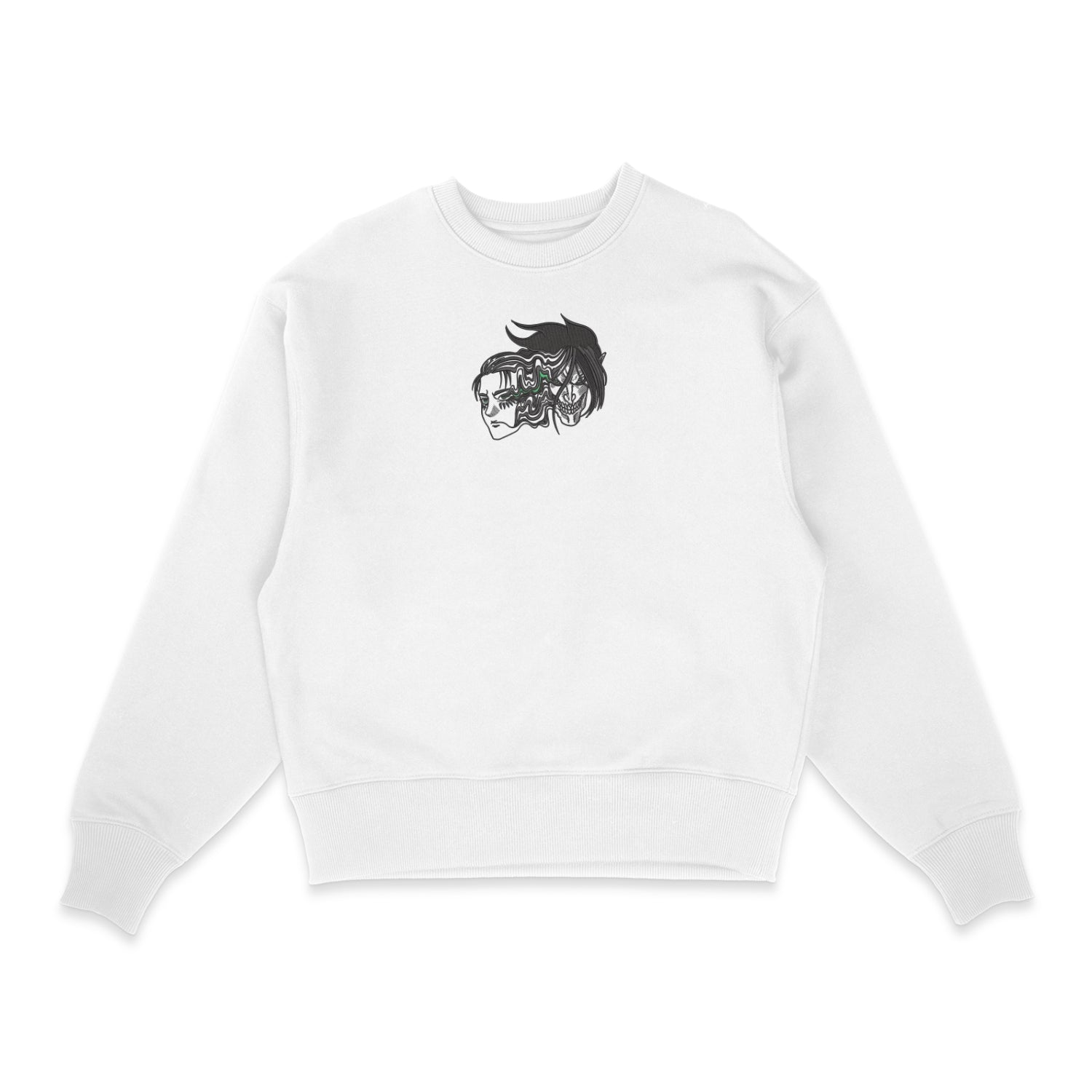 Sweatshirt blanc brode Eren Titan L'attaque des Titans