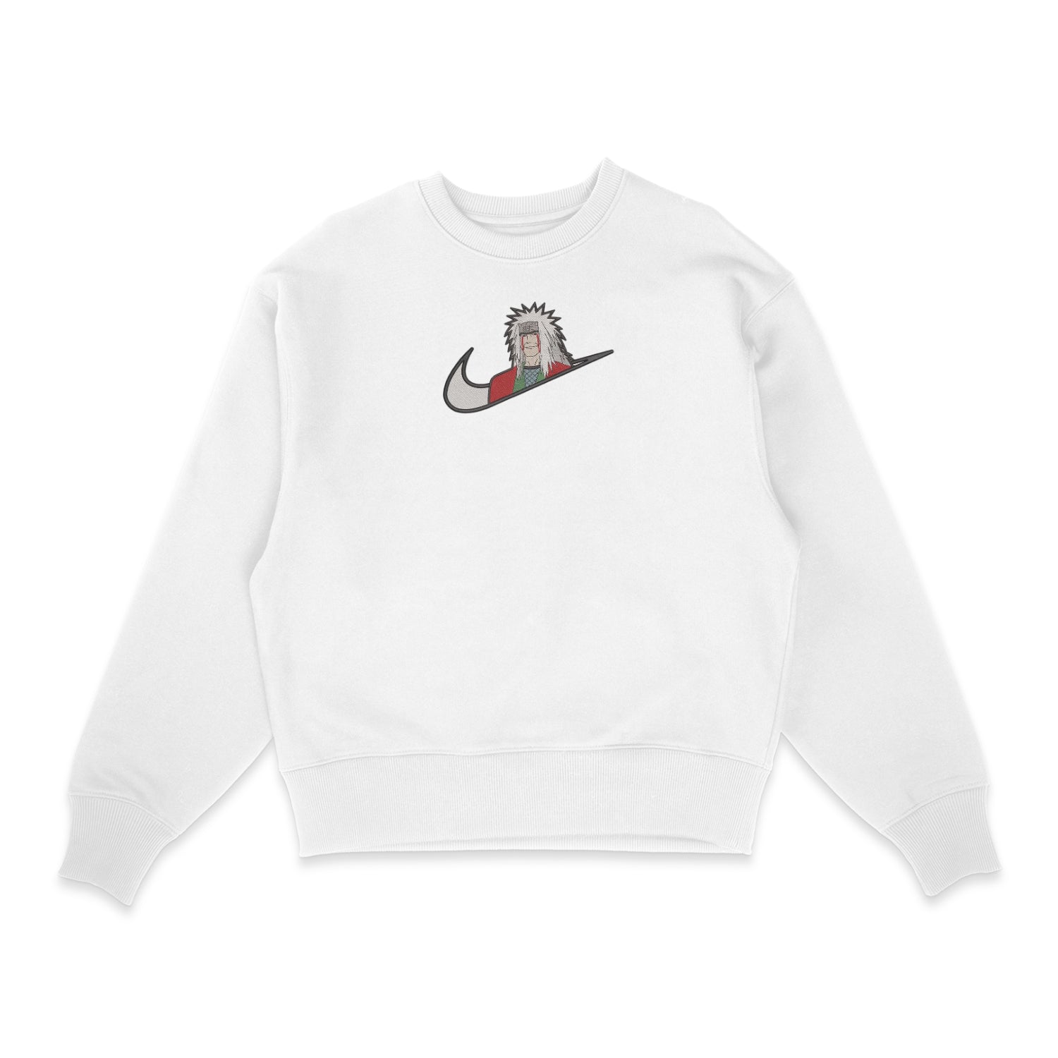 Sweatshirt blanc brode Jiraya Naruto nike sowelldesign