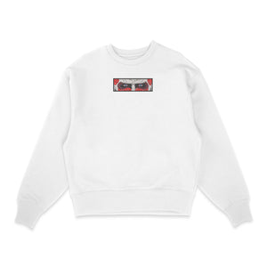 Sweatshirt blanc brode Titan Colossal Eyes L'attaque des Titans