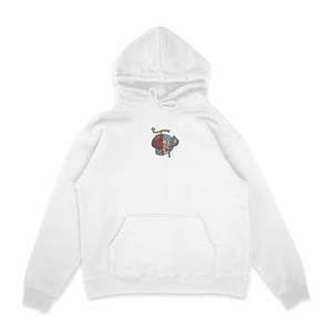 Sweat capuche blanc unisexe brodé avec un design inspiré de chopper (One Piece), style anime japonais tendance