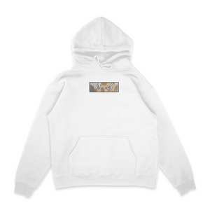Sweat capuche blanc unisexe brodé avec un design inspiré de luffy gear 5 ( un autre) (One Piece), style anime japonais tendance