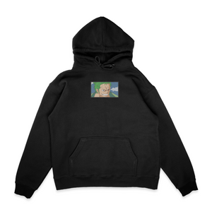 Sweat capuche noir unisexe brodé avec un design inspiré de zoro roronoa (One Piece), style anime japonais tendance