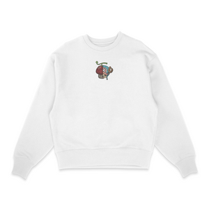 Sweat col rond blanc unisexe brodé avec un design inspiré de chopper (One Piece), style anime japonais tendance