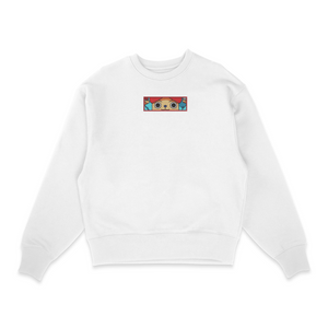 Sweat col rond blanc unisexe brodé avec un design inspiré de chopper (One Piece), style anime japonais tendance