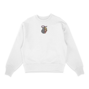 Sweat sweat col rond blanc unisexe brodé avec un design inspiré de Don Quijote doflamingo. (One Piece), style anime japonais tendance