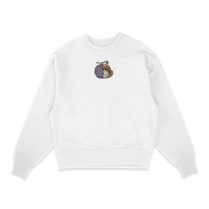 Sweat col rond blanc unisexe brodé avec un design inspiré de luffy fruit (One Piece), style anime japonais tendance