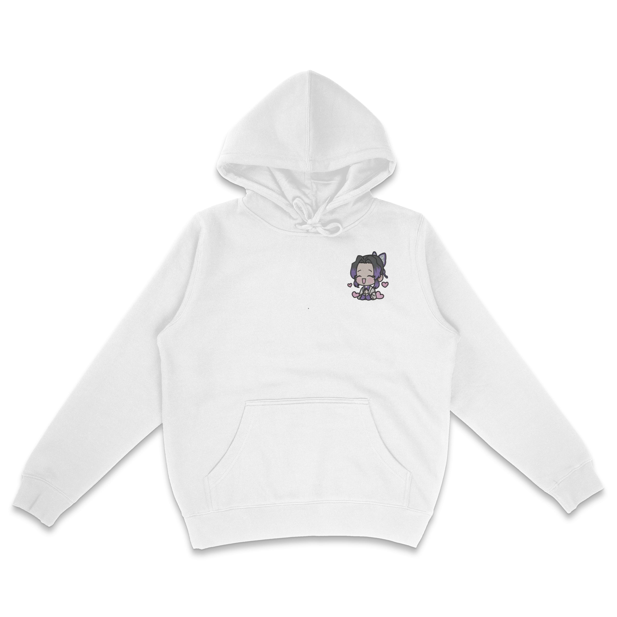 sweat a capuche blanc brode matching shinobu demon slayer