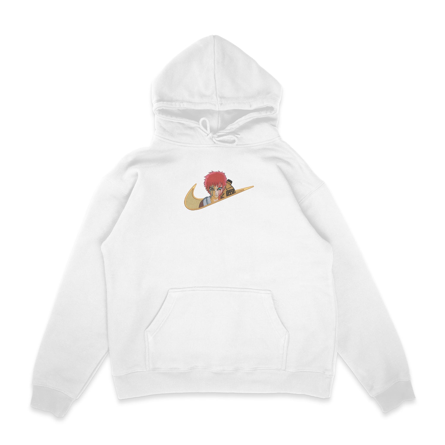 Sweat capuche blanc brode Gaara  Naruto nike Sowelldesign