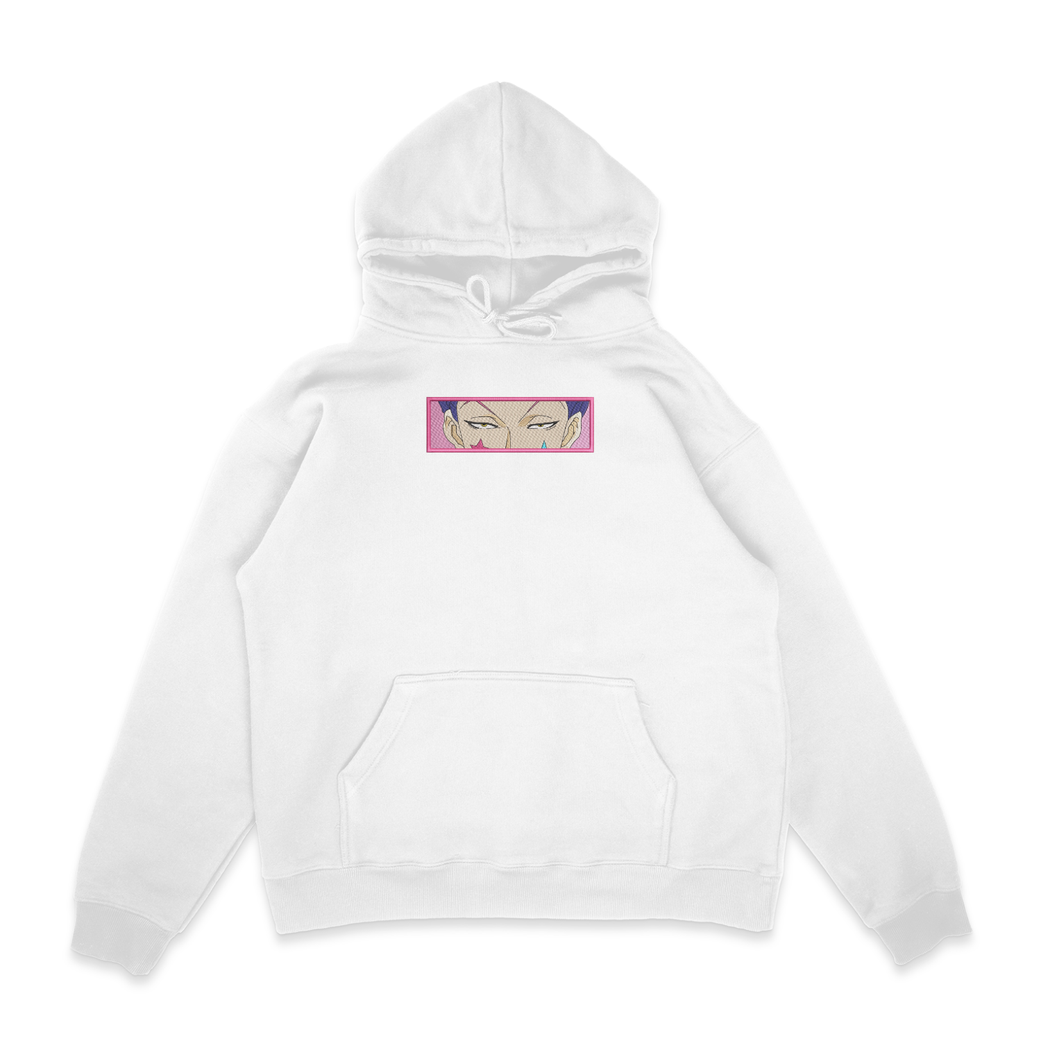 Sweat capuche blanc brode Hisoka Eyes Hunter × Hunter