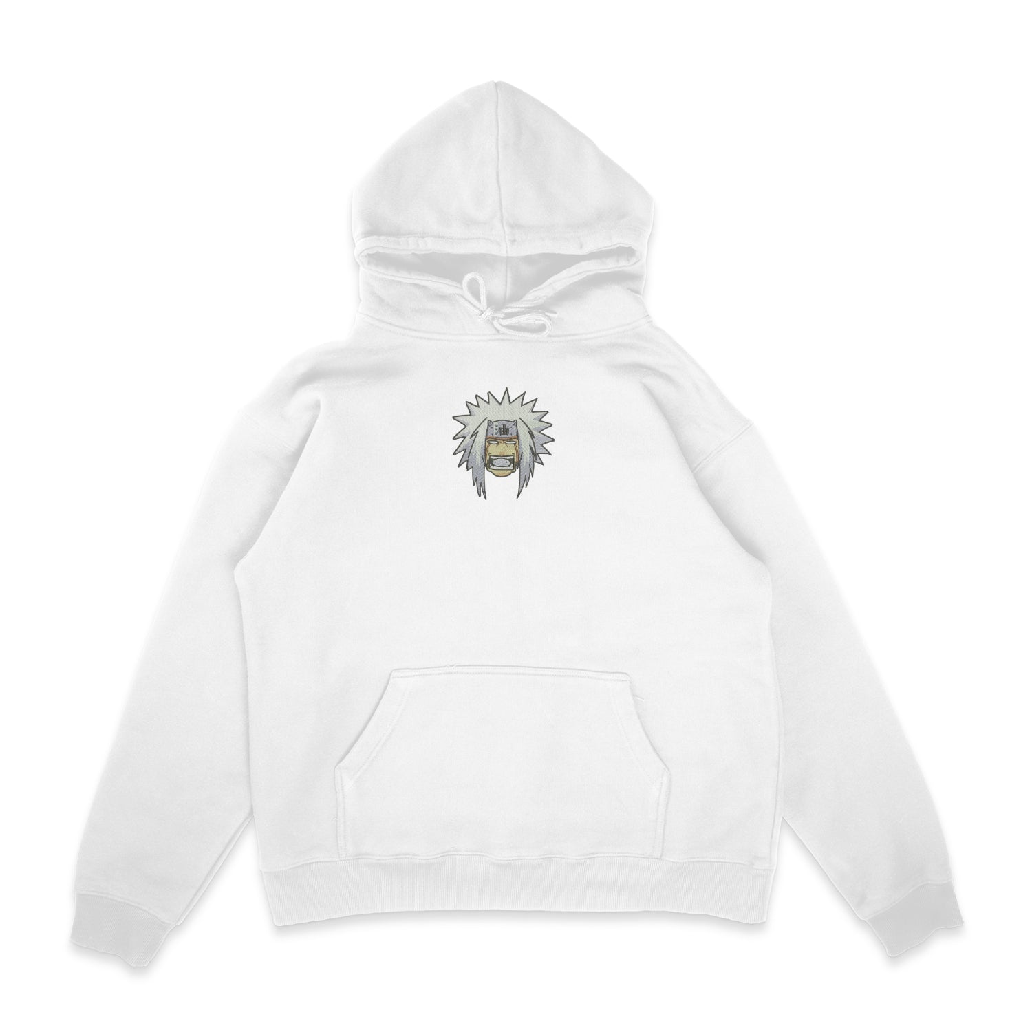 Sweat capuche blanc brode Jiraya Head Naruto - Sowelldesign
