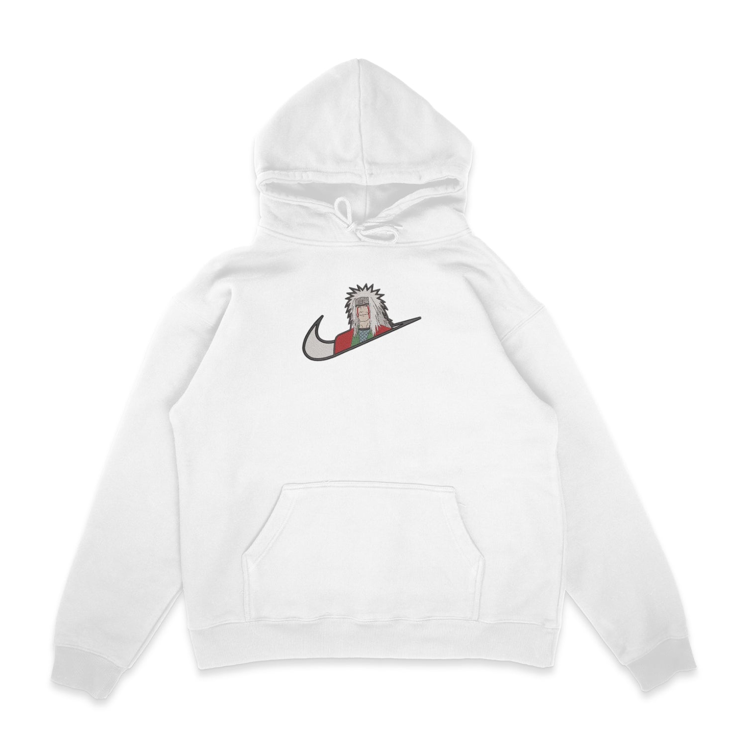 Sweat capuche blanc brode Jiraya Naruto nike