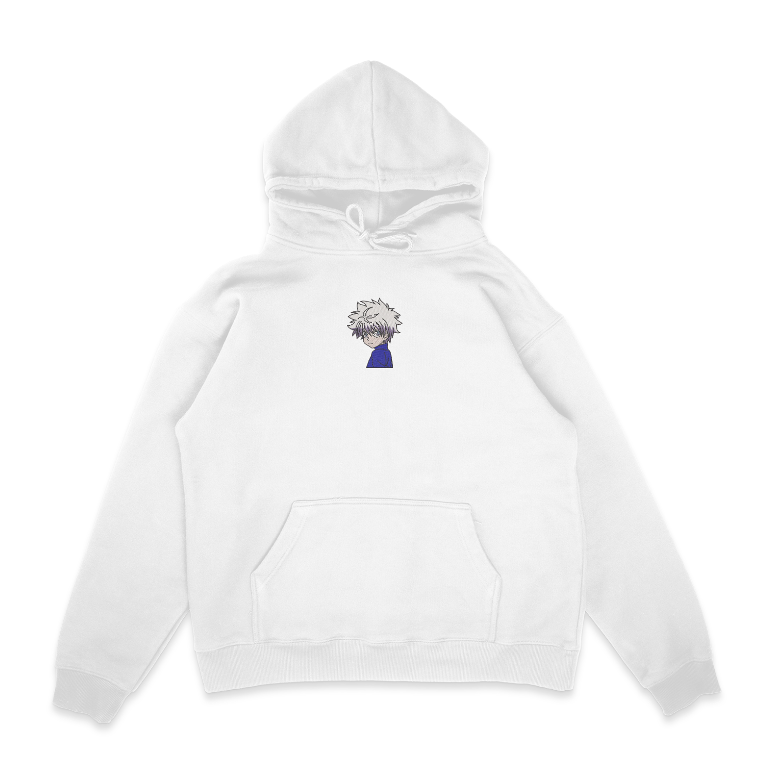 Sweat capuche blanc brode Killua Hunter × Hunter