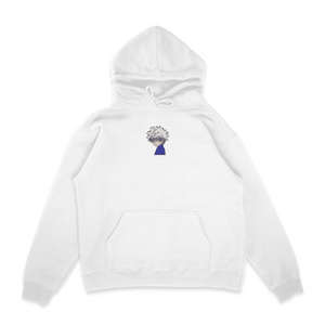 Sweat capuche blanc brode Killua Hunter × Hunter