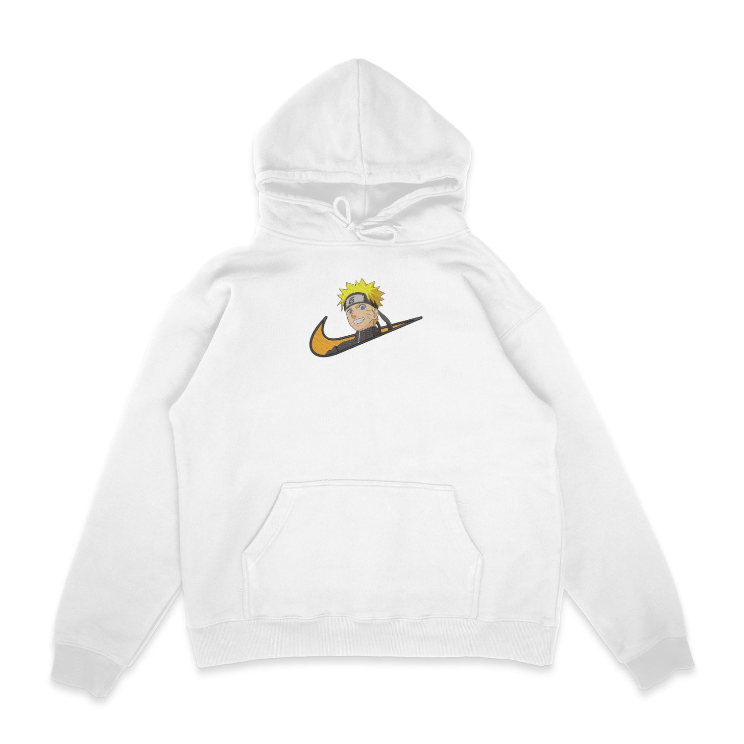 Sweat capuche blanc brode Naruto Uzumaki nike Naruto