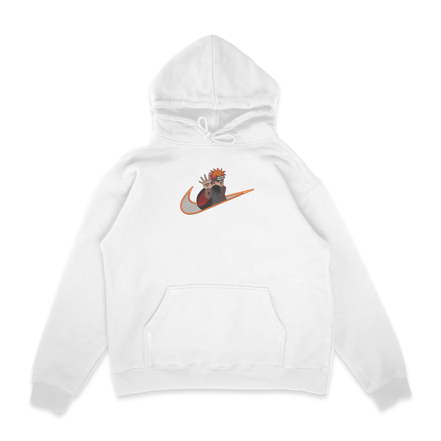 Sweat capuche blanc brode Pain Rikudo Naruto nike sowelldesign