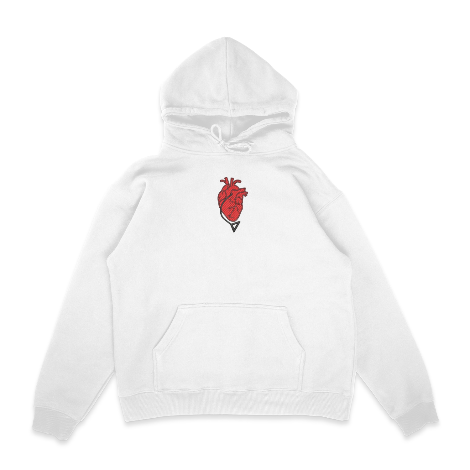 Sweat capuche blanc brode Pochita Red Heart Chainsaw Man