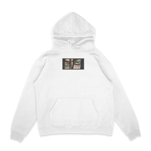 Sweat capuche blanc brode Portrait Eren L'attaque des Titans