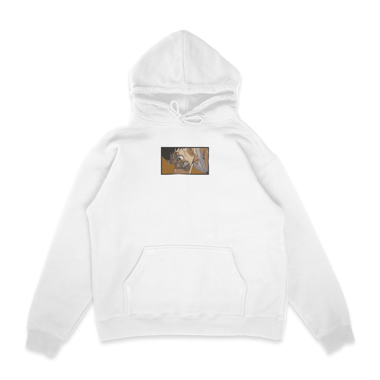 Sweat capuche blanc brode Portrait Gon Hunter × Hunter