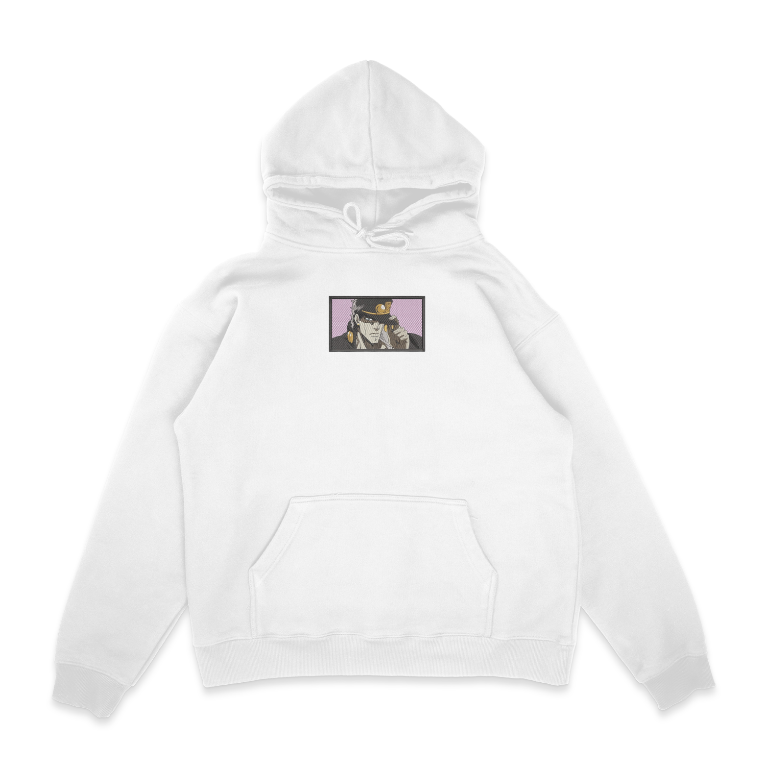 Sweat capuche blanc brode Portrait Jotaro Kujo JoJo s Bizarre Adventure