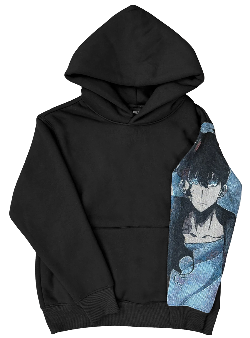 Sweat capuche noir Sung jing woo jacquard solo leveling