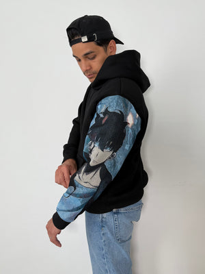 Sweat capuche noir Sung jing woo jacquard solo leveling 1