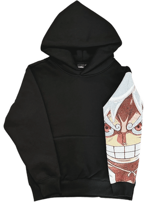 Sweat capuche noir luffy gear 5 jacquard one piece
