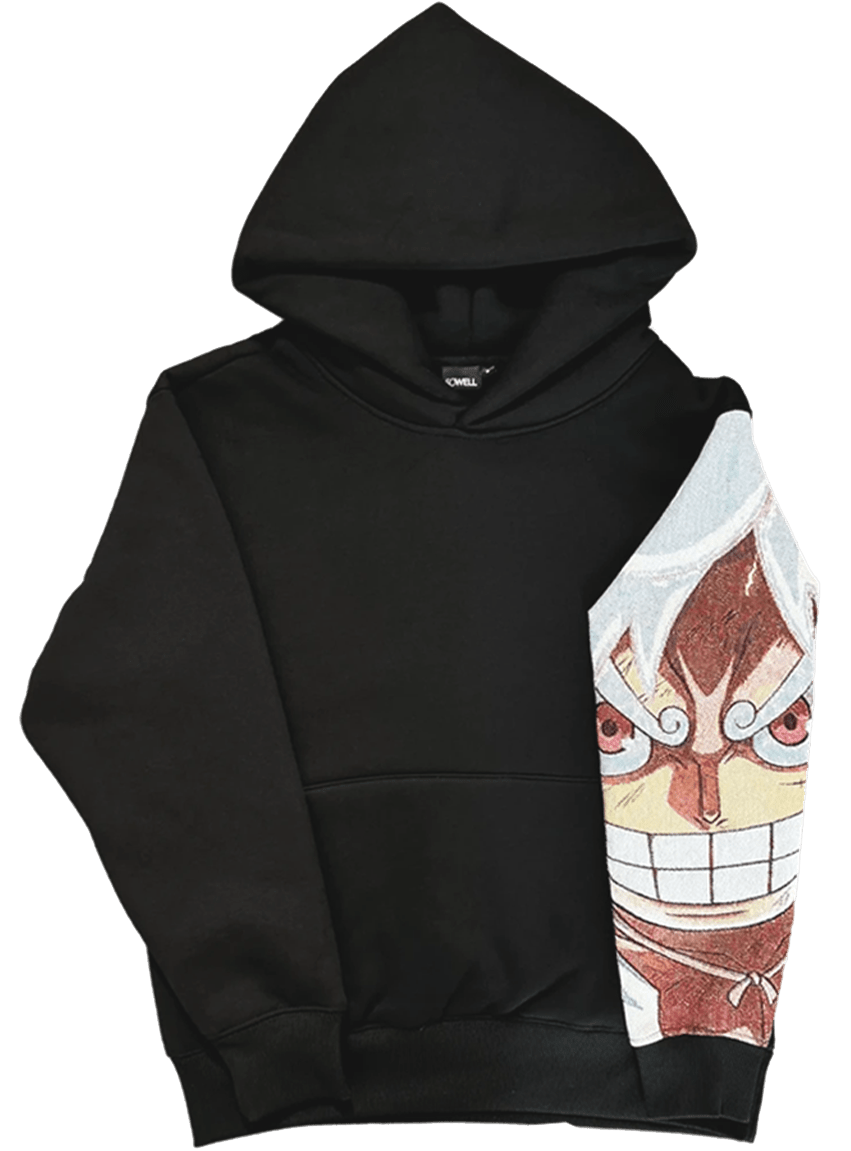 Sweat capuche noir luffy gear 5 jacquard one piece