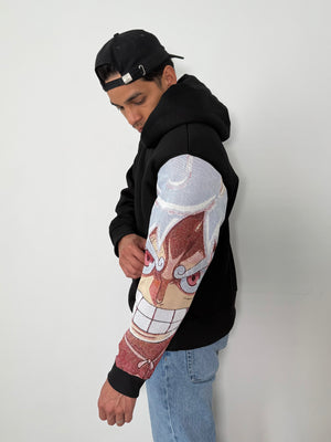 Sweat capuche noir luffy gear 5 jacquard one piece 1