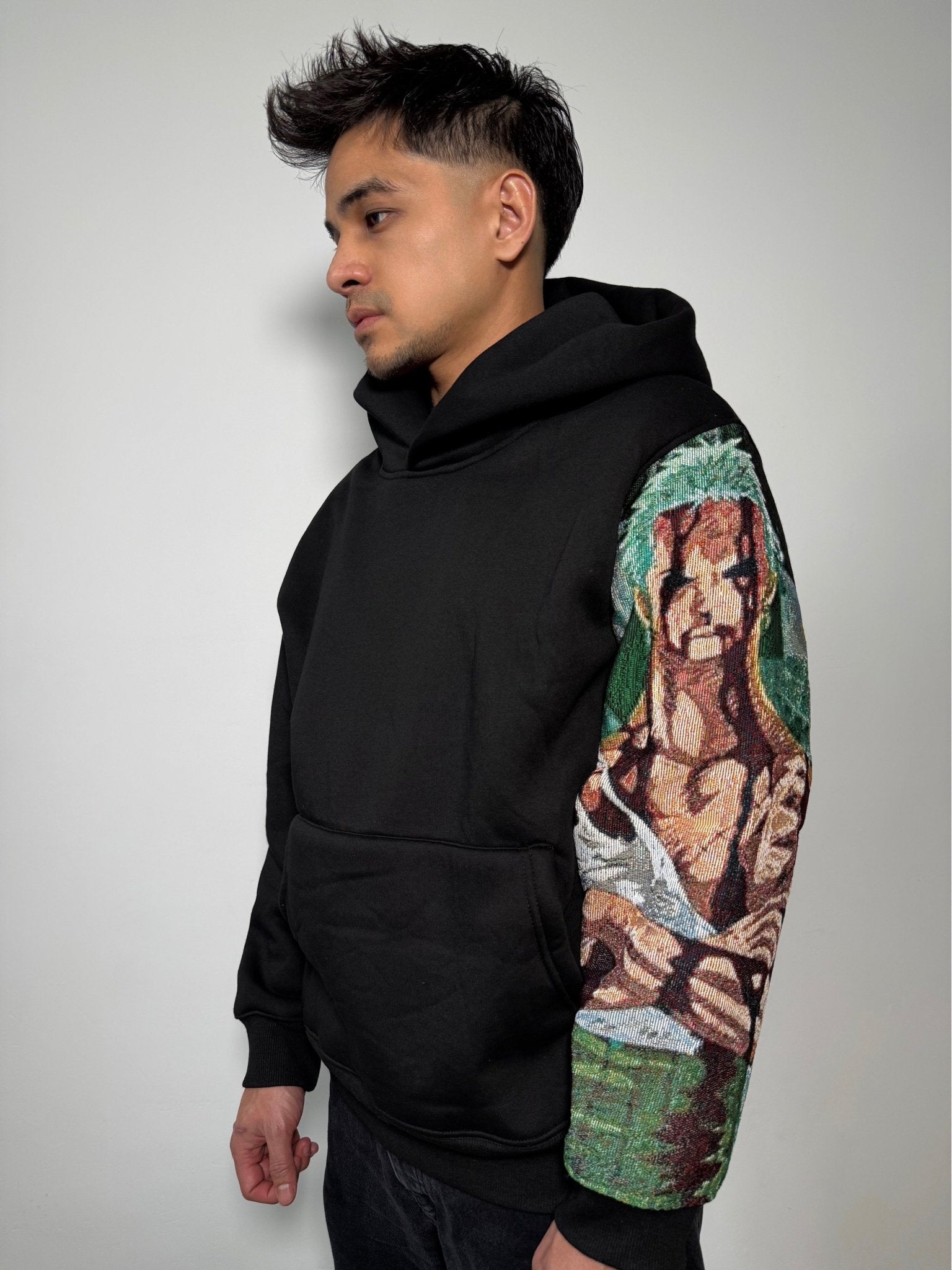 Sweat capuche noir roronoa zoro jacquard one piece 1