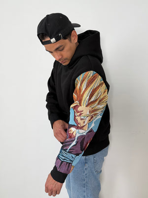Sweat capuche noir san gohan jacquard dragon ball z 1