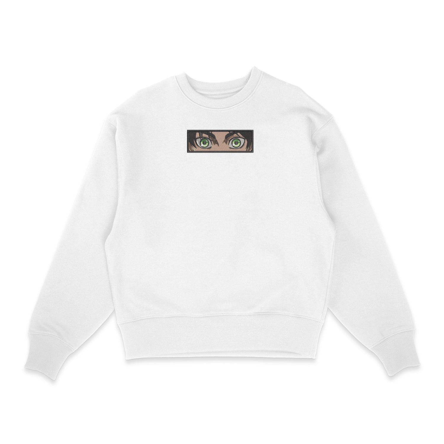 Sweatshirt blanc brode Eren Eyes L'attaque des Titans