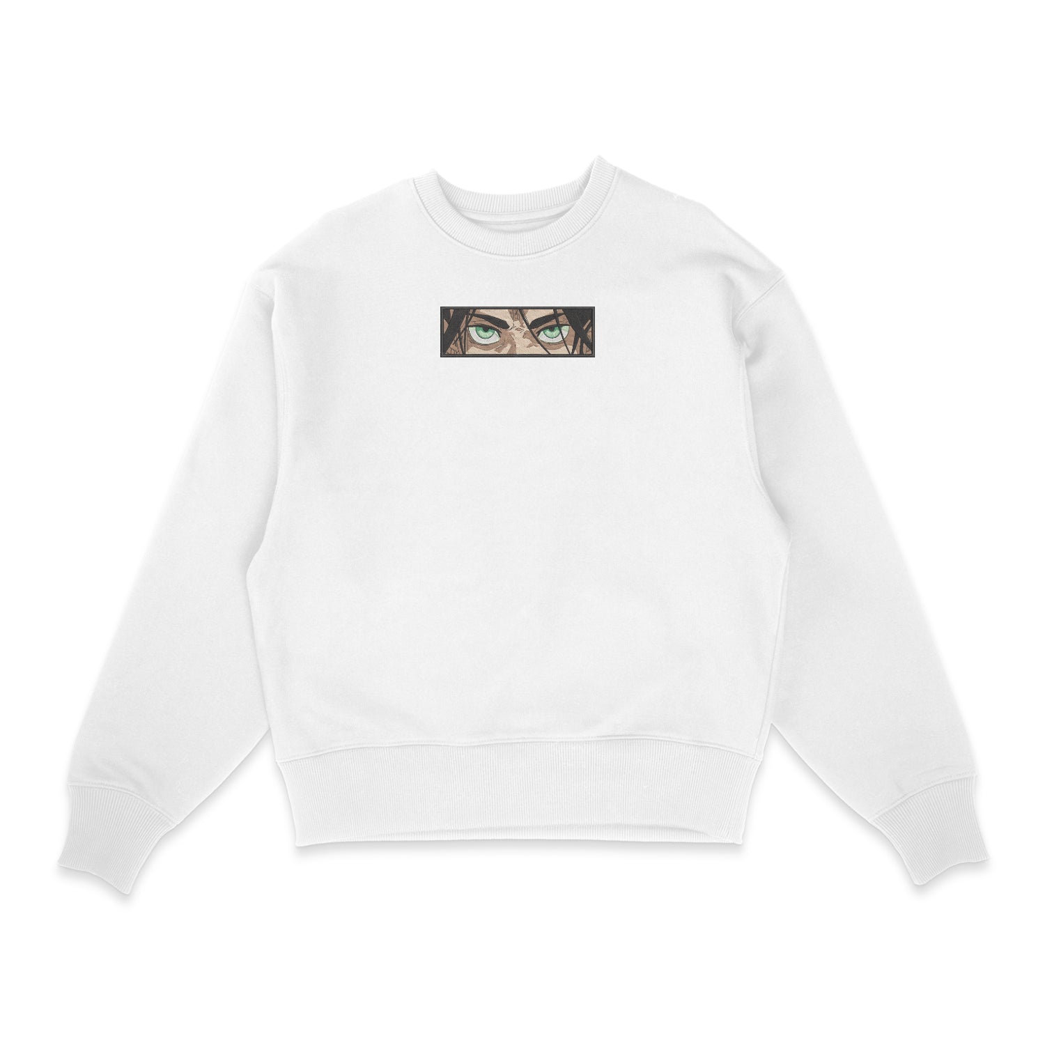 Sweatshirt blanc brode Eren Titan Eyes L'attaque des Titans