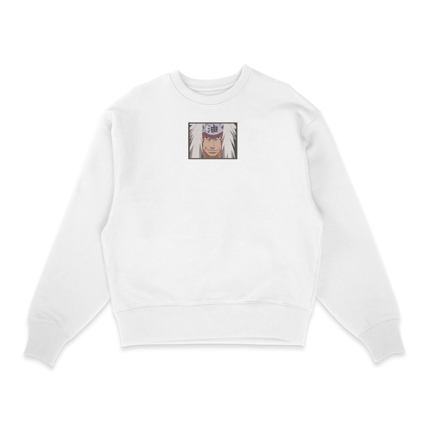 Sweatshirt blanc brode Jiraya portrait Naruto