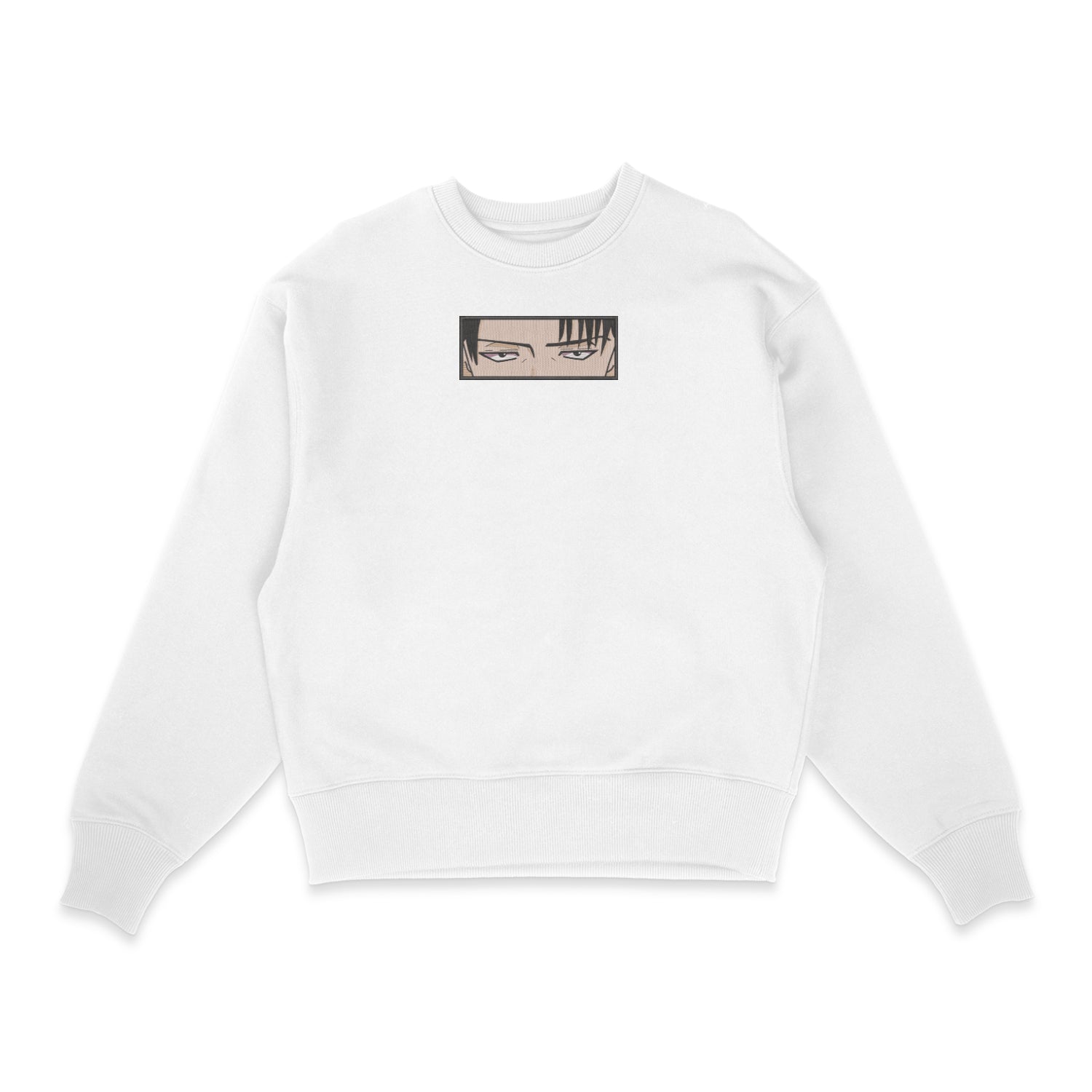 Sweatshirt blanc brode Livai Eyes L'attaque des Titans