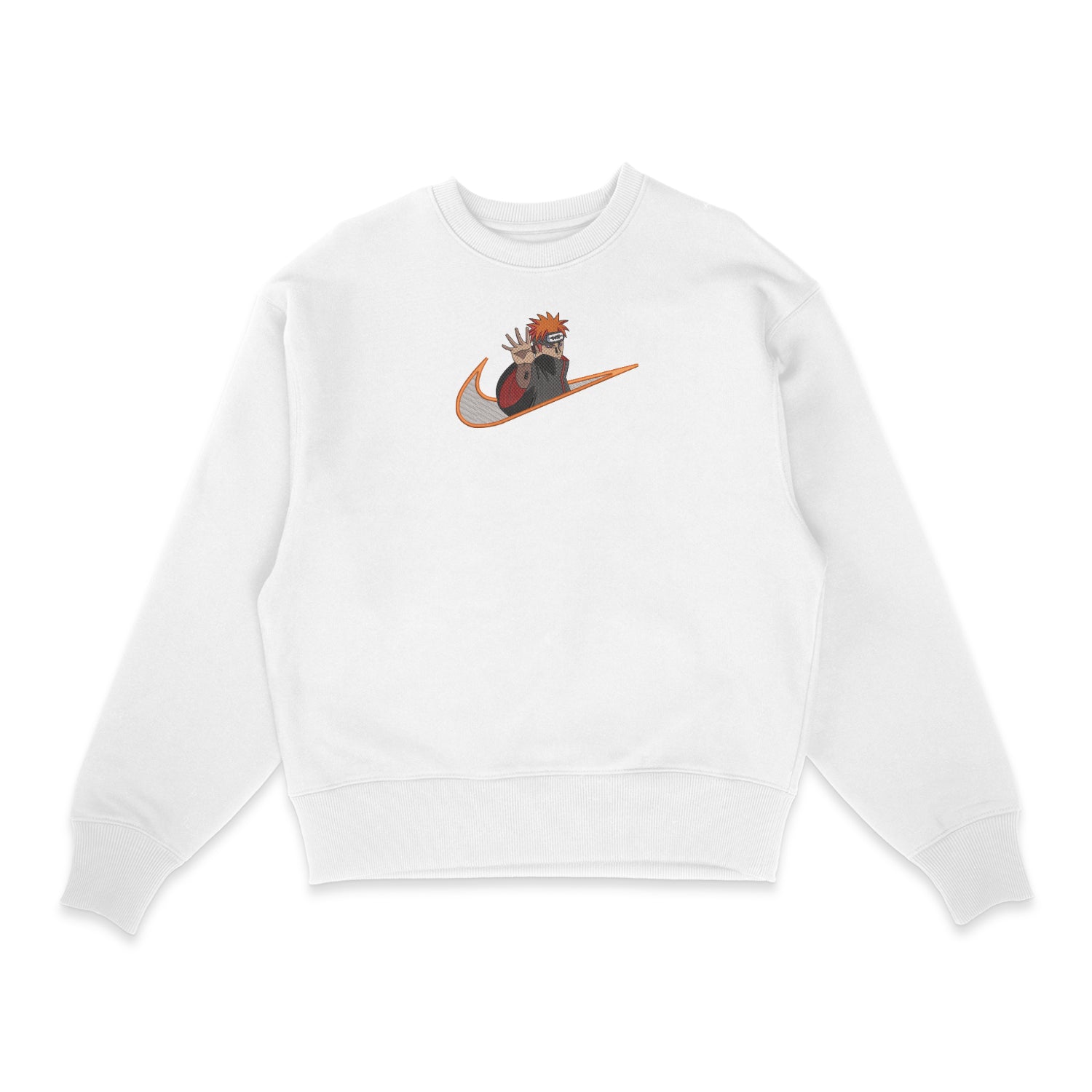 Sweatshirt blanc brode Pain Rikudo Naruto nike sowelldesign
