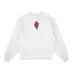 Sweatshirt blanc brode Pochita Red Heart Chainsaw Man