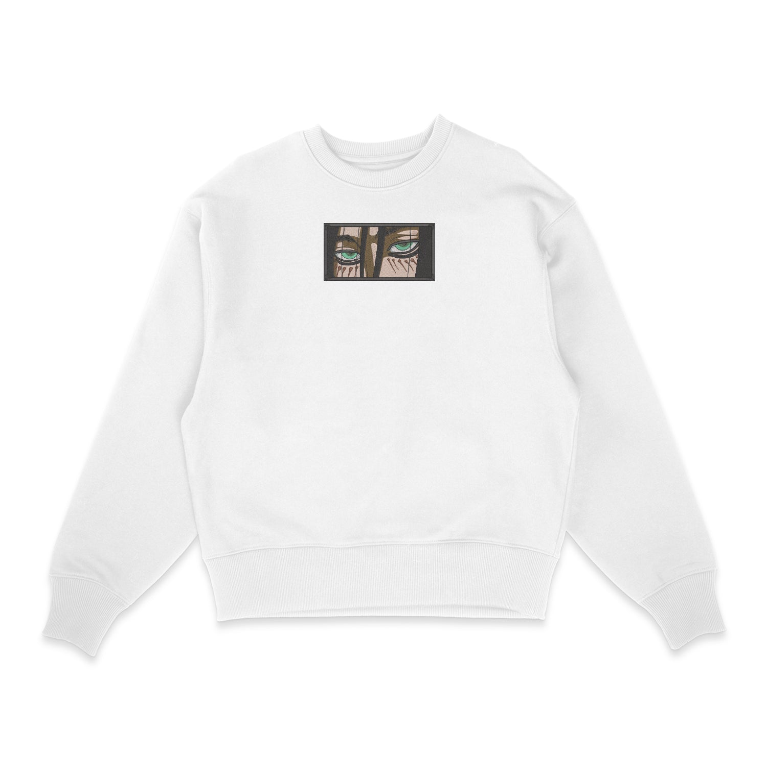 Sweatshirt blanc brode Portrait Eren L'attaque des Titans