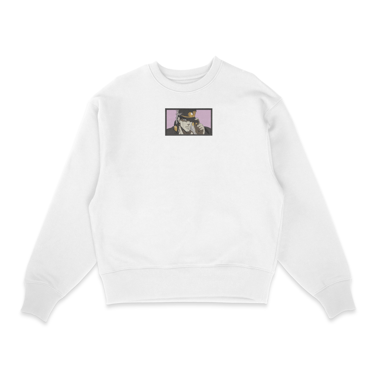 Sweatshirt blanc brode Portrait Jotaro Kujo JoJo s Bizarre Adventure