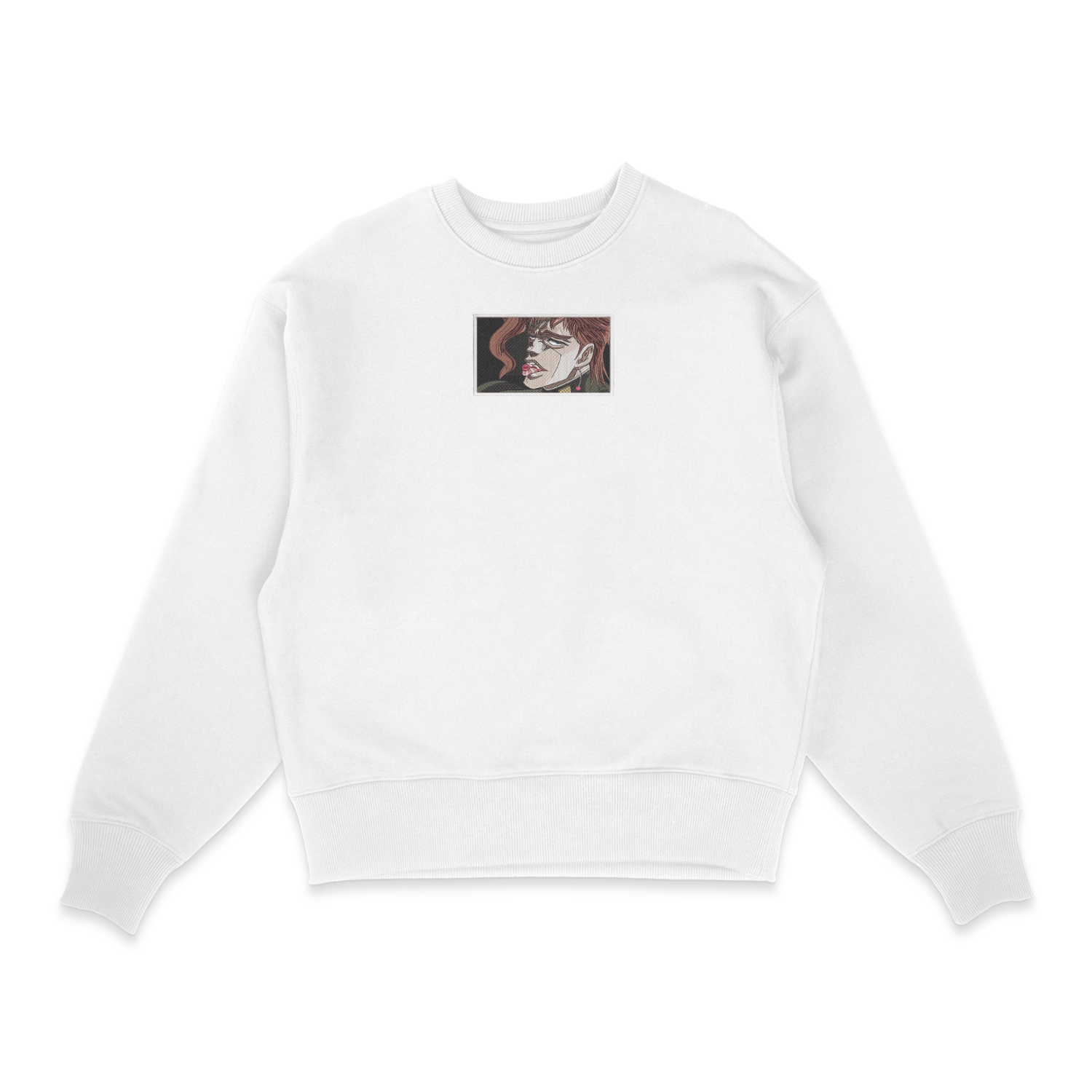 Sweatshirt blanc brode Portrait Noriaki Kakyoin JoJo s Bizarre Adventure