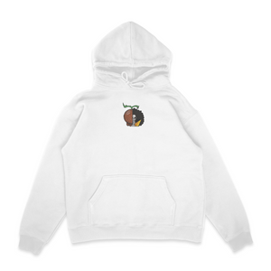 Sweat  capuche blanc unisexe brodé avec un design inspiré de Brook (One Piece), style anime japonais tendance