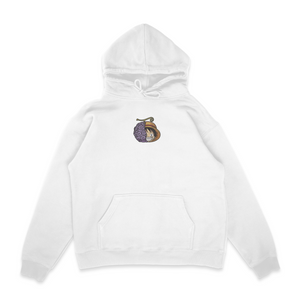 Sweat capuche blanc unisexe brodé avec un design inspiré de luffy fruit (One Piece), style anime japonais tendance