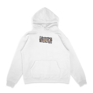 Sweat capuche blanc unisexe brodé avec un design inspiré de luffy gear 5 (One Piece), style anime japonais tendance