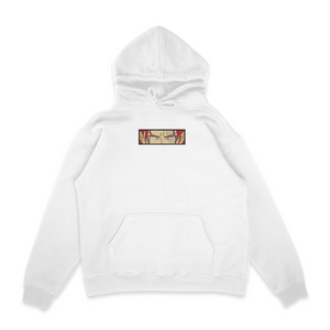 Sweat capuche blanc unisexe brodé avec un design inspiré de shanks (One Piece), style anime japonais tendance