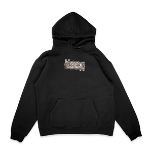 Sweat capuche noir unisexe brodé avec un design inspiré de luffy gear 5 (One Piece), style anime japonais tendance