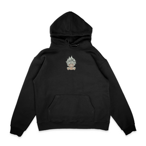 Sweat capuche noir unisexe brodé avec un design inspiré de luffy gear 5 (One Piece), style anime japonais tendance